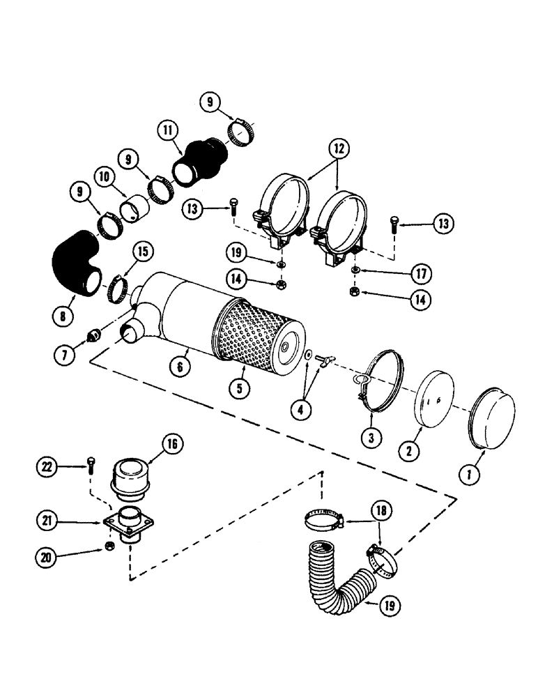 Схема запчастей Case 880B - (070) - AIR CLEANER AND RELATED PARTS (01) - ENGINE