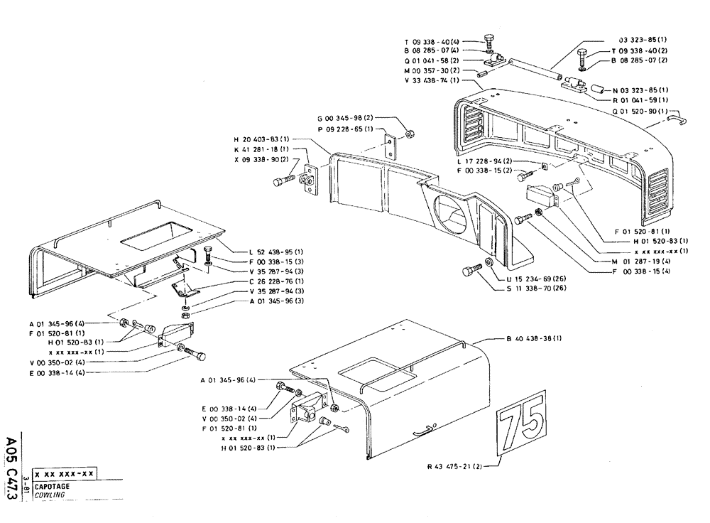 Схема запчастей Case 75C - (A05 C47.3) - COWLING (05) - UPPERSTRUCTURE CHASSIS