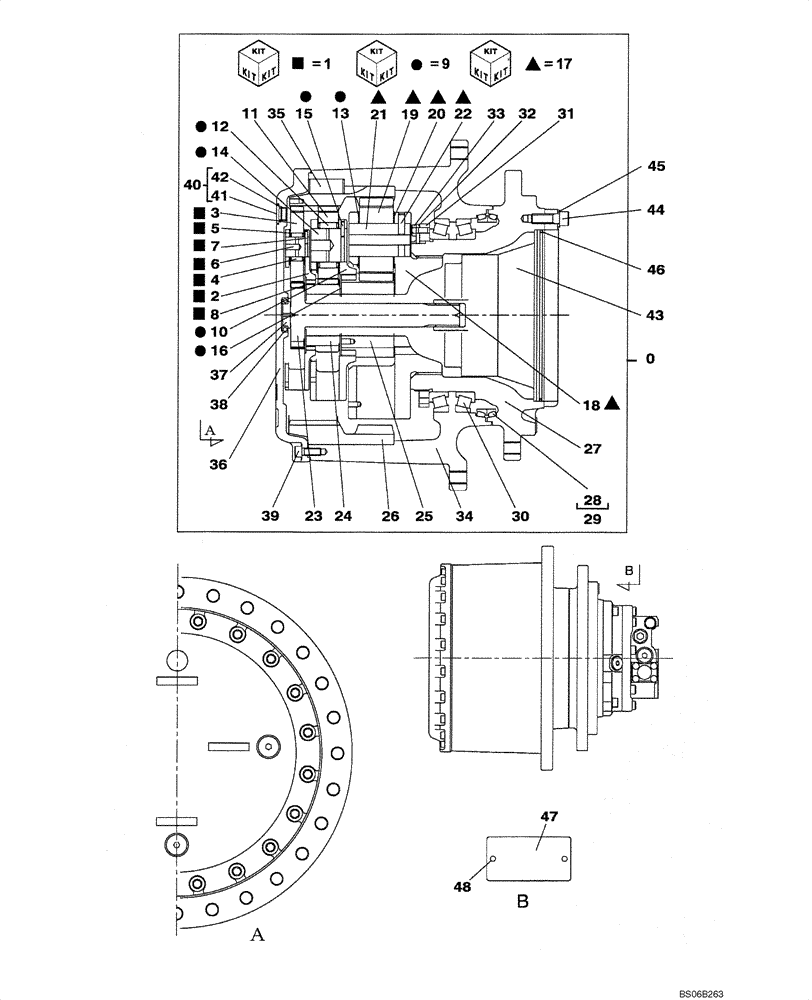 Схема запчастей Case CX700 - (06-010-00[01]) - TRAVEL REDUCTION GEAR (06) - POWER TRAIN