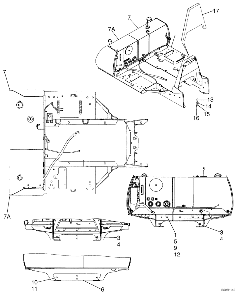 Схема запчастей Case 1150K - (09-09) - MOUNTING - FUEL TANK/HYDRAULIC RESERVOIR & FRAME, UPPER (IF USED) (09) - CHASSIS/ATTACHMENTS