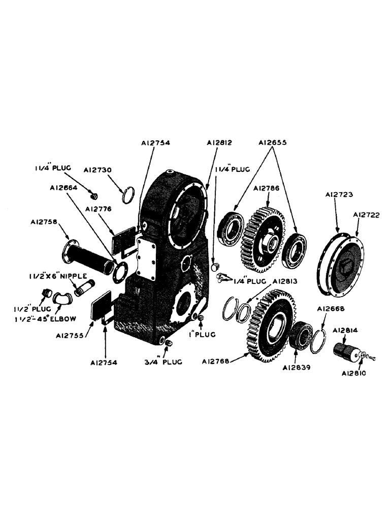 Схема запчастей Case W9 - (088) - TRANSFER GEARS AND HOUSING (06) - POWER TRAIN