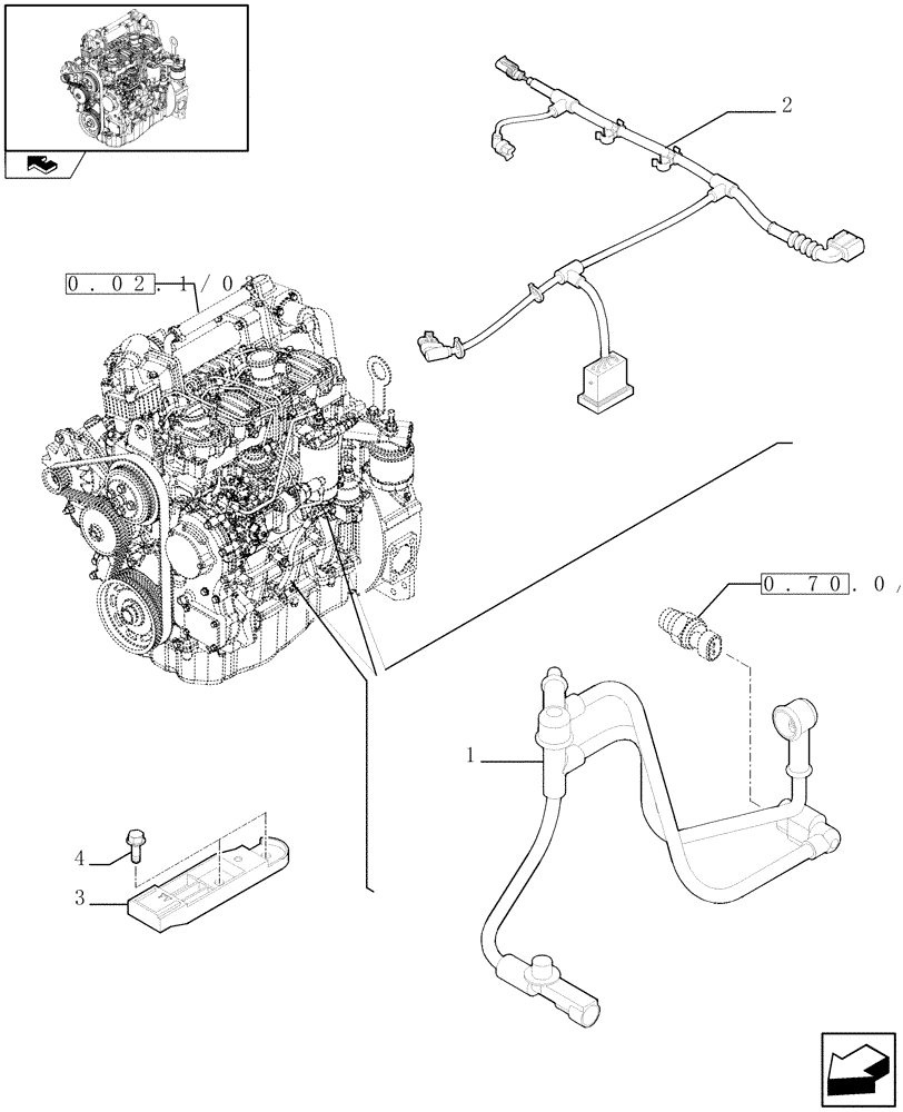 Схема запчастей Case 321E - (0.17.3/01) - CONNECTIONS CABLE FOR ENGINE INJECTION (01) - ENGINE