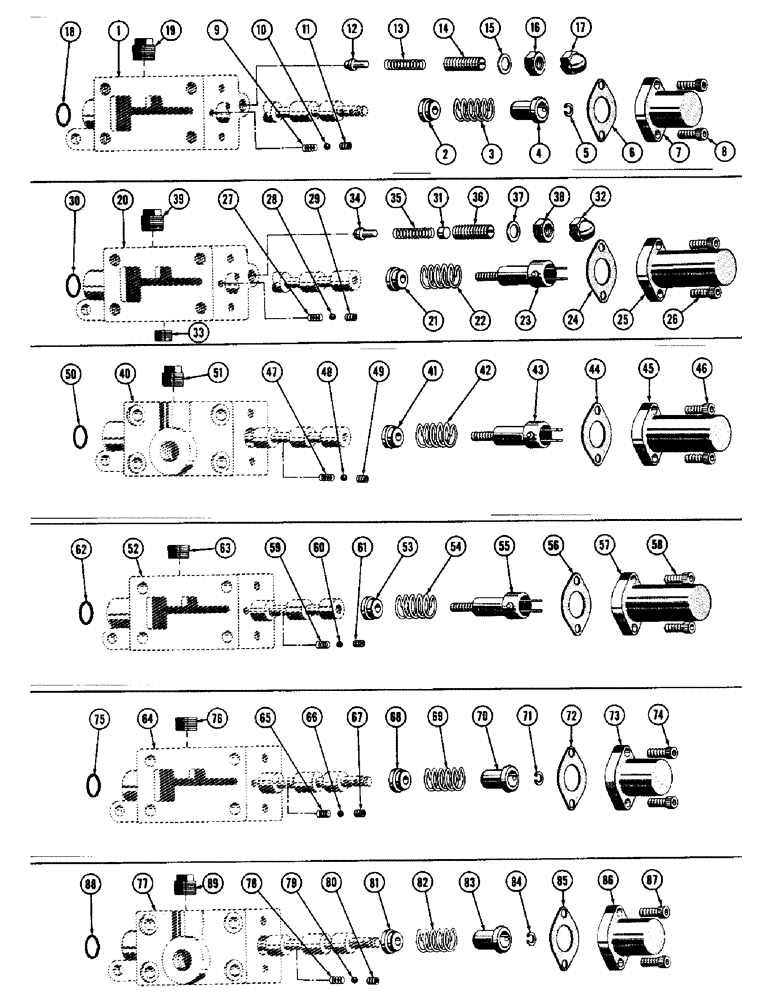 Схема запчастей Case 600 - (296) - HYDRAULIC VALVE SECTIONS, BODIES, END CAPS, SPOOLS, SEALS, GASKETS (07) - HYDRAULIC SYSTEM