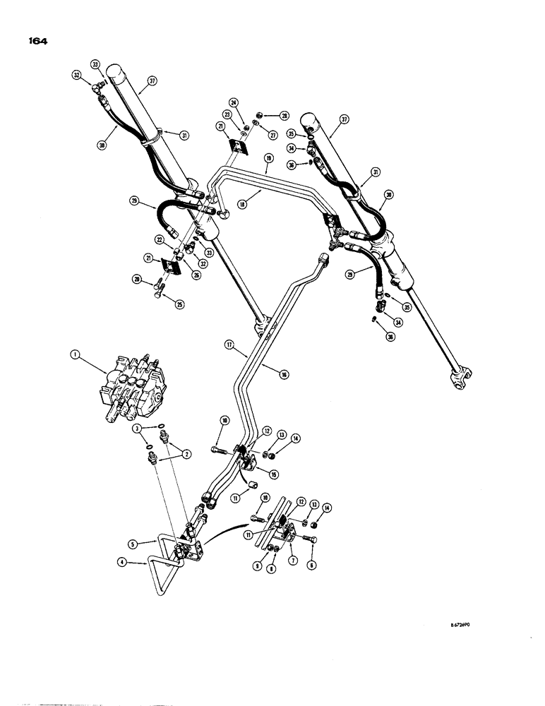 Схема запчастей Case 850 - (164) - DOZER LIFT HYDRAULICS (07) - HYDRAULIC SYSTEM