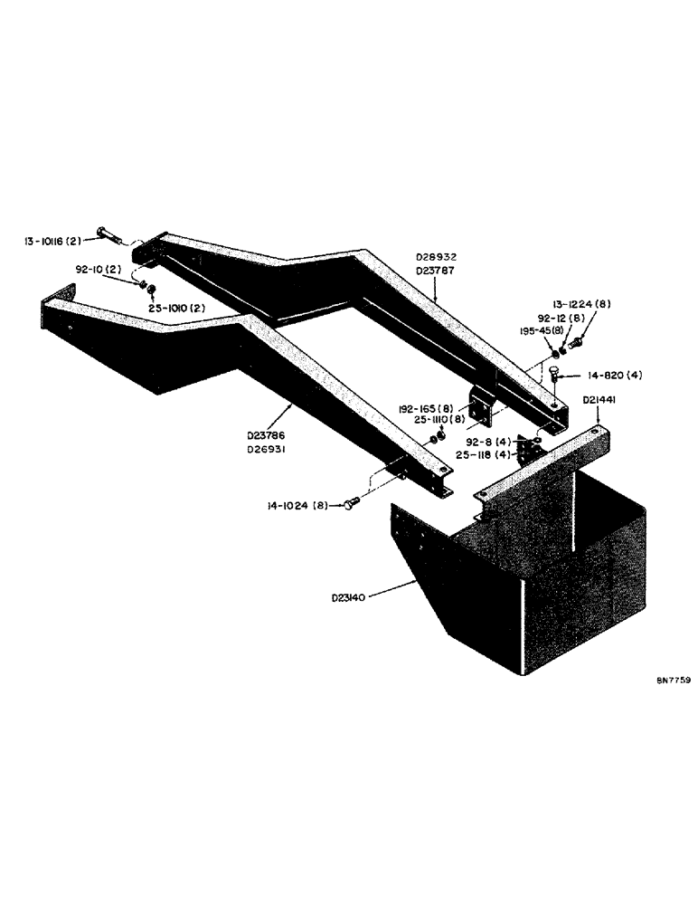 Схема запчастей Case 21 - (67) - 1000 LB. FRONT WEIGHT BOX (TRACTOR WITHOUT LOADER) 