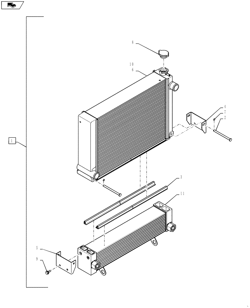 Схема запчастей Case SV250 - (10.400.BE[02]) - RADIATOR & COOLER, ASSY (SR220 - SV300,TR320,TV380) (10) - ENGINE