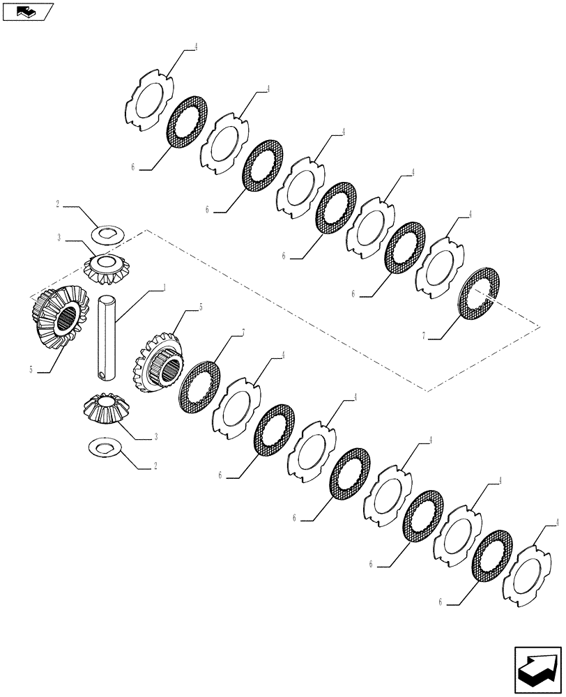 Схема запчастей Case 580SN WT - (25.102.04[02]) - AXLE, FRONT DRIVE - DIFFERENTIAL HD ACP LS (25) - FRONT AXLE SYSTEM