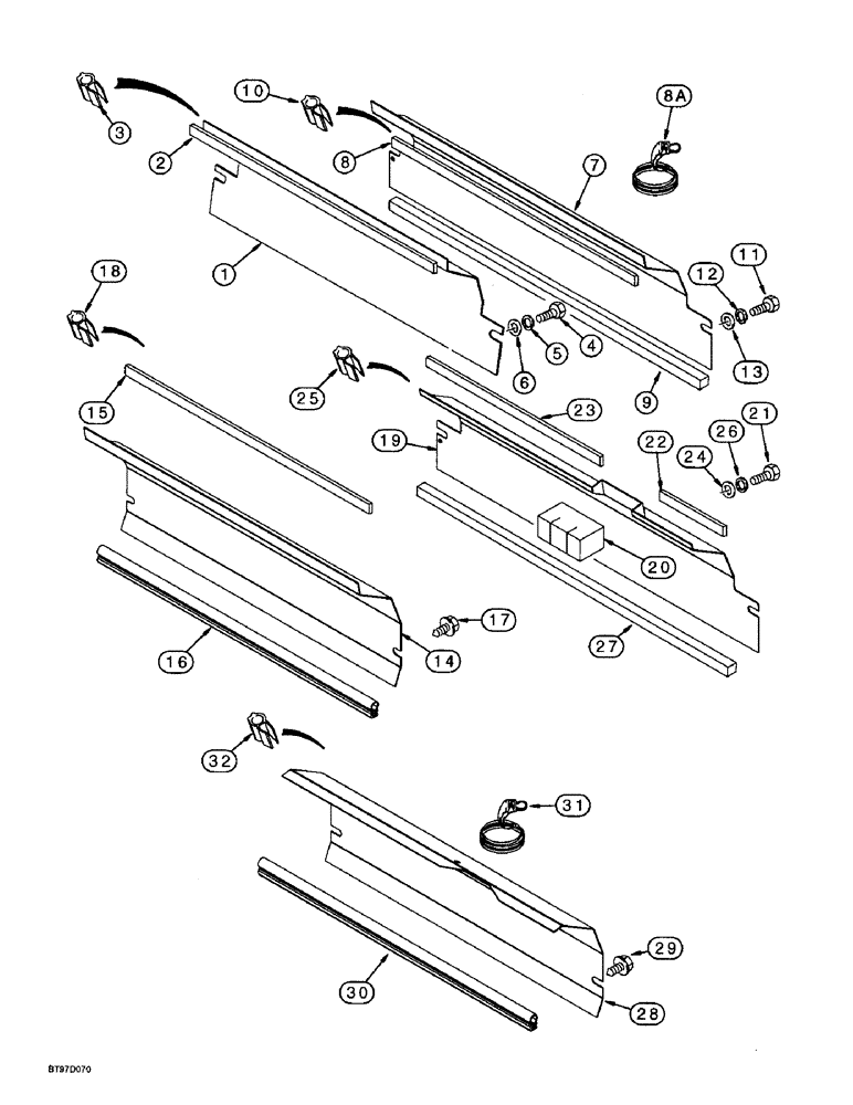 Схема запчастей Case 570LXT - (9-085A) - BAFFLE PLATES AND SEALS, WITHOUT AIR CONDITIONING (09) - CHASSIS/ATTACHMENTS