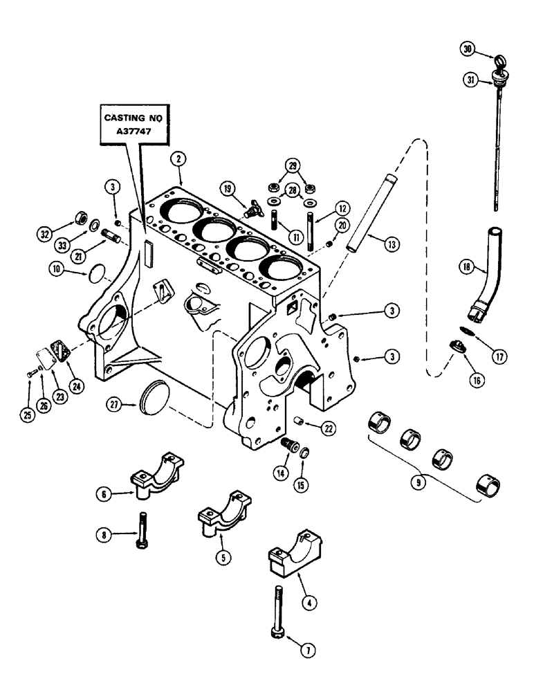 Схема запчастей Case 580B - (090) - CYLINDER BLOCK, (188) SPARK IGNITION ENGINE (02) - ENGINE