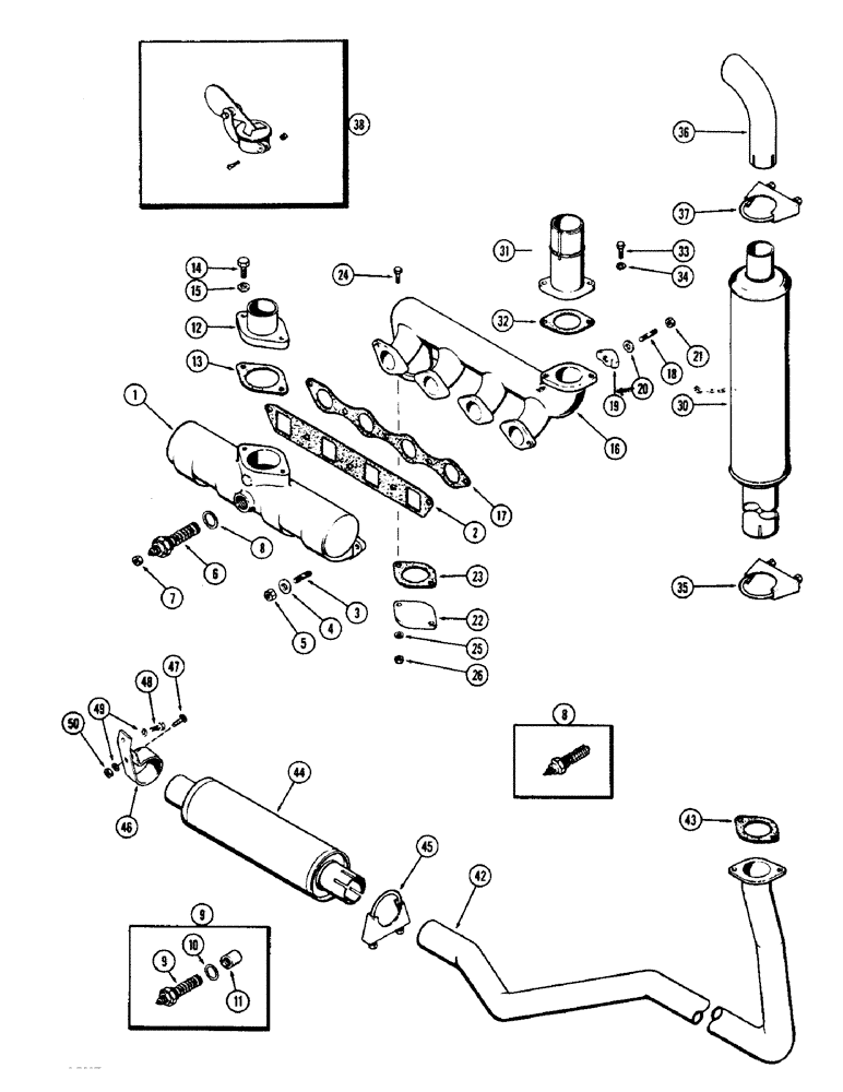 Схема запчастей Case 580 - (006) - MANIFOLDS & MUFFLER, (188) DIESEL ENGINE (10) - ENGINE