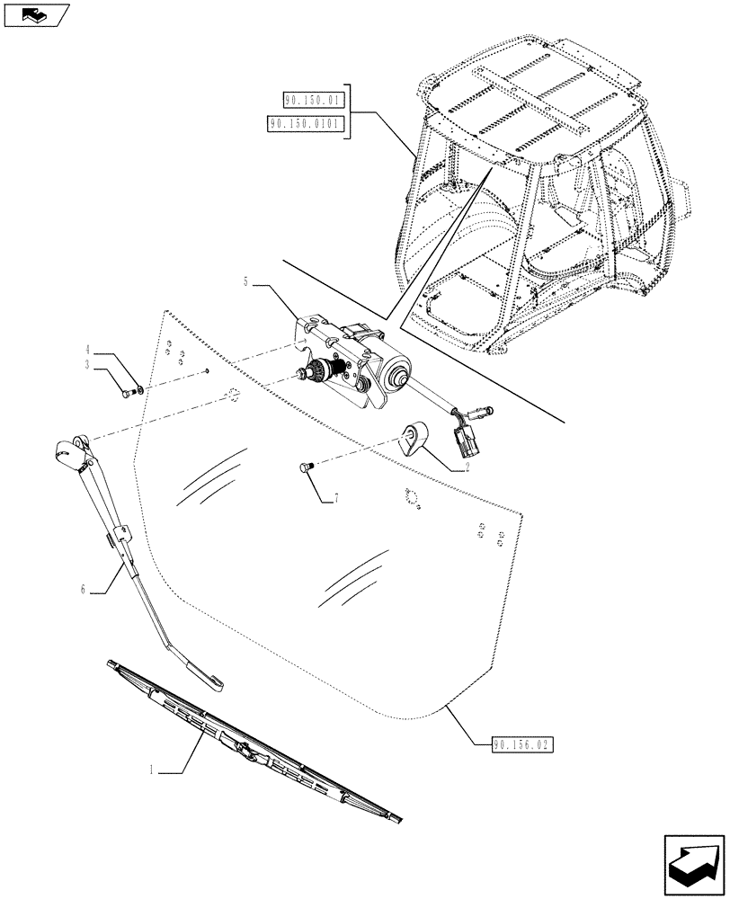 Схема запчастей Case 580SN WT - (55.518.03) - CAB - WIPERS (55) - ELECTRICAL SYSTEMS