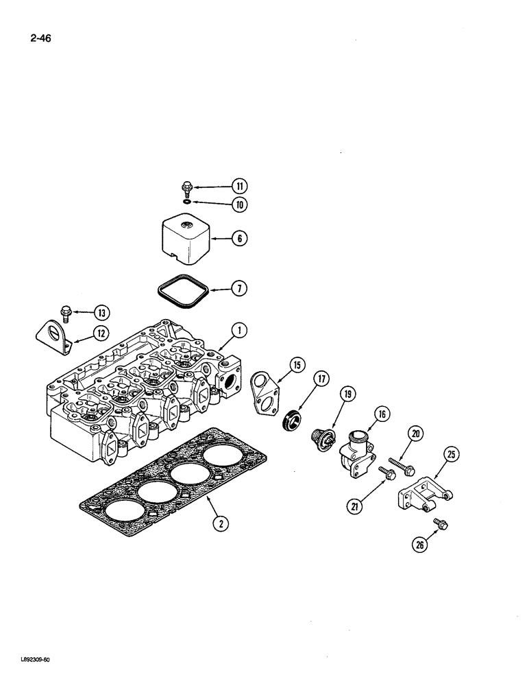 Схема запчастей Case 580K - (02-046) - CYLINDER HEAD AND COVERS, 4-390 ENGINE, 4T-390 ENGINE (02) - ENGINE