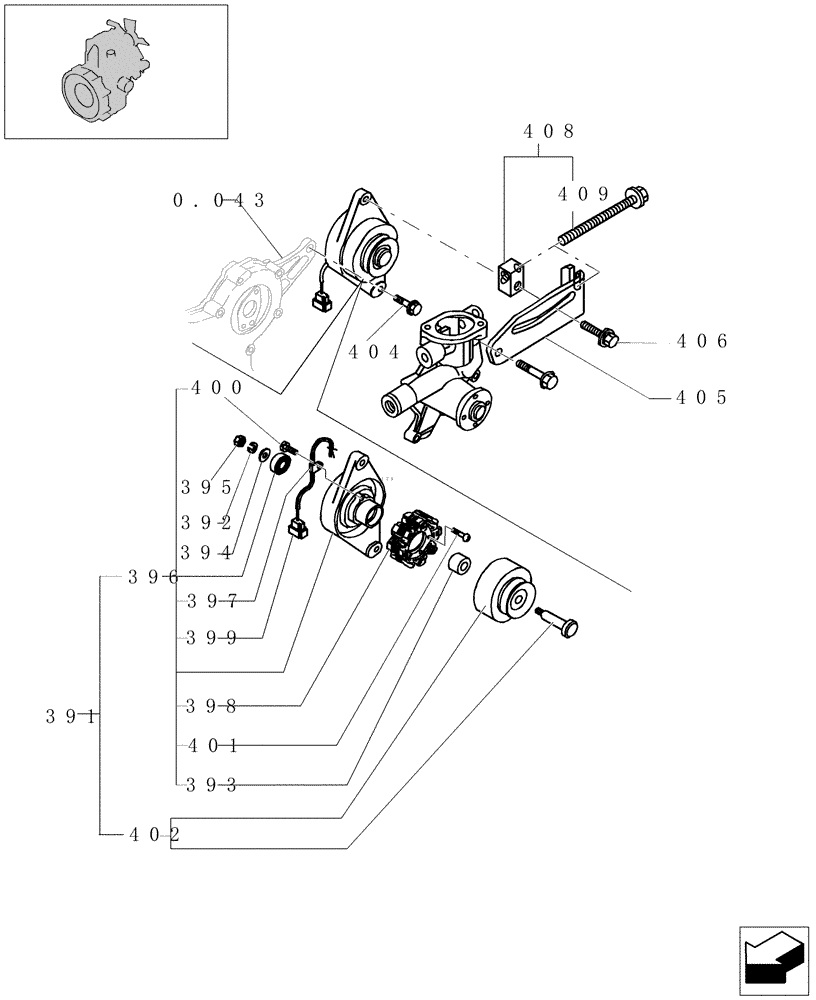 Схема запчастей Case CX16B - (0.400[01]) - CURRENT GENERATOR (10) - ENGINE