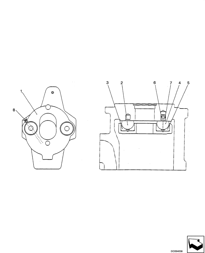 Схема запчастей Case CX25 - (08-21[00]) - PUMP - BLOCK (08) - HYDRAULICS