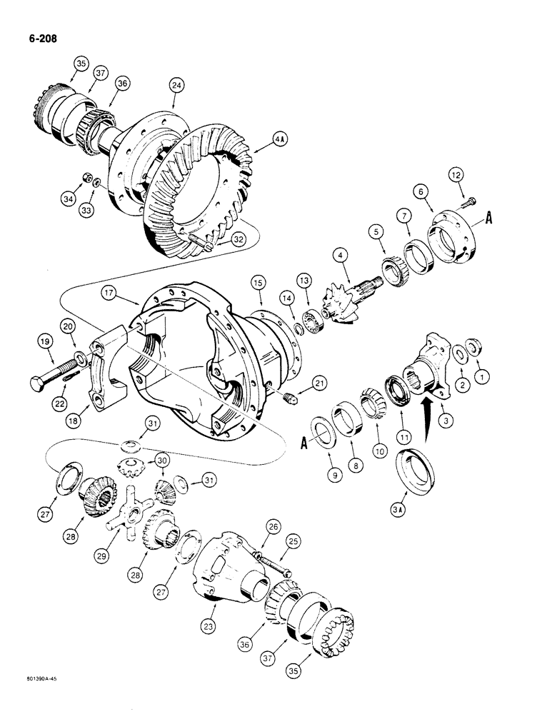 Схема запчастей Case 680K - (6-208) - L61205 REAR AXLE, DIFFERENTIAL (06) - POWER TRAIN