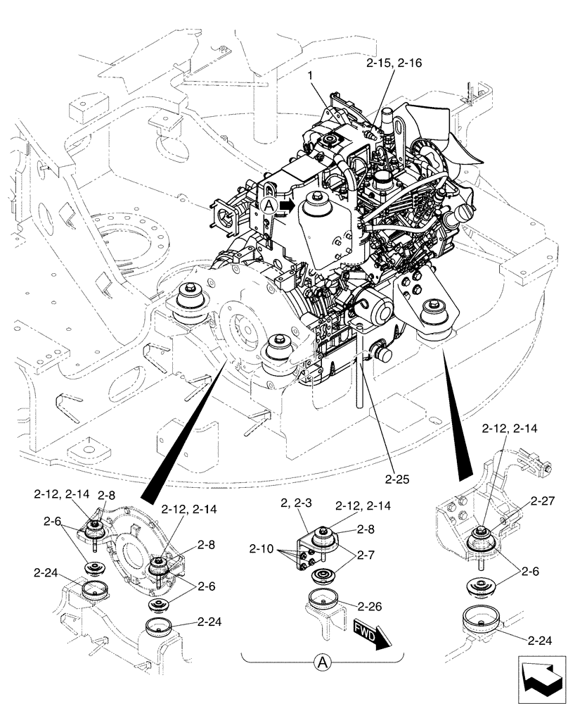 Схема запчастей Case CX50B - (1-009) - ENGINE INSTAL (10) - ENGINE