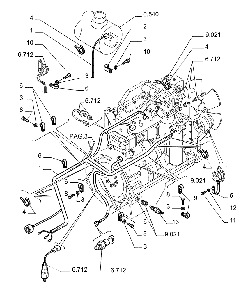 Схема запчастей Case 1850K - (6.711[01]) - ELECTRICAL SYSTEM - ELECTRIC WIRING (13) - Electrical System / Decals