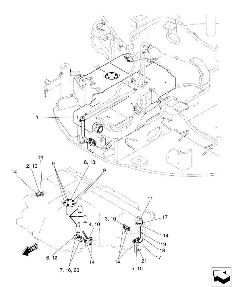 Схема запчастей Case CX50B - (01-016) - TANK ASSY, FUEL (10) - ENGINE