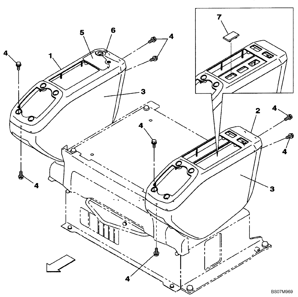 Схема запчастей Case CX75SR - (09-36) - CONSOLE, CONTROL - OPERATORS COMPARTMENT (09) - CHASSIS/ATTACHMENTS