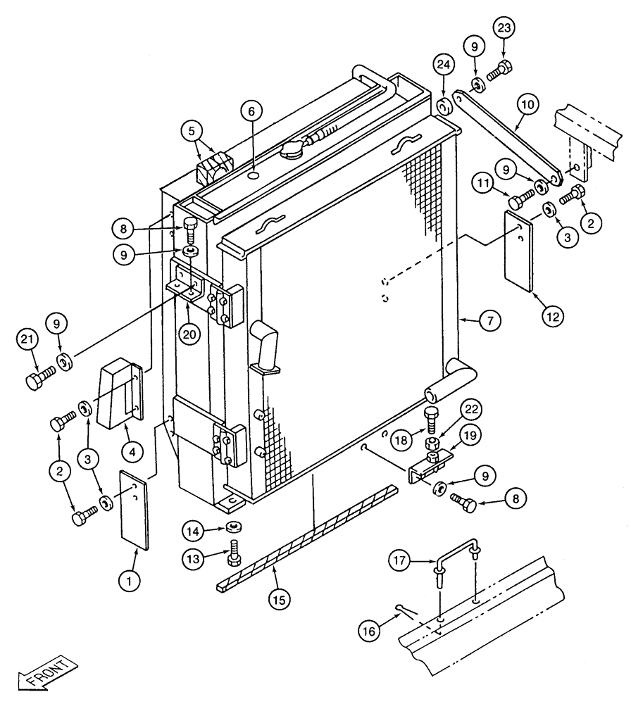 Схема запчастей Case 9050B - (2-06) - RADIATOR MOUNTING, SUPPORTS AND SEALS (02) - ENGINE