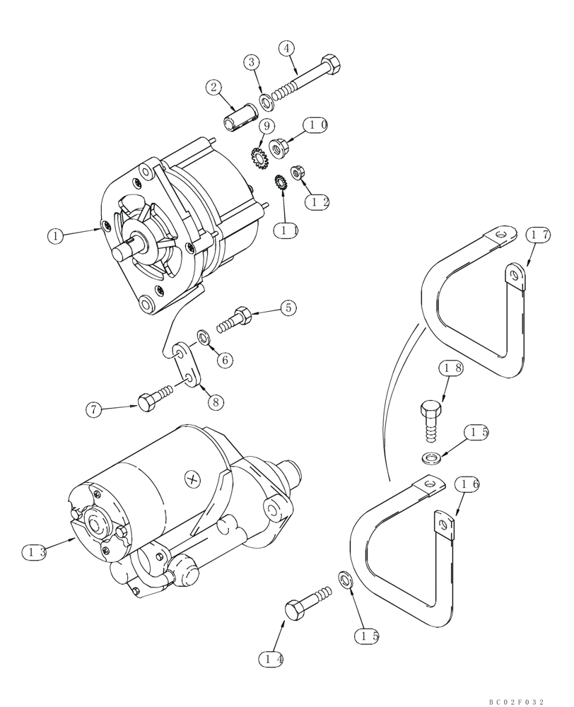 Схема запчастей Case 90XT - (04-03) - MOUNTING - STARTER AND ALTERNATOR (04) - ELECTRICAL SYSTEMS