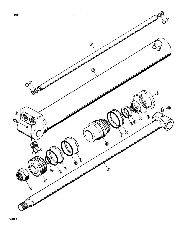 Схема запчастей Case D130 - (9-24) - H528679 BOOM AND DIPPER ARM CYLINDER, CESSNA NO. 41093-NA (ON ROD END OF CYLINDER) 