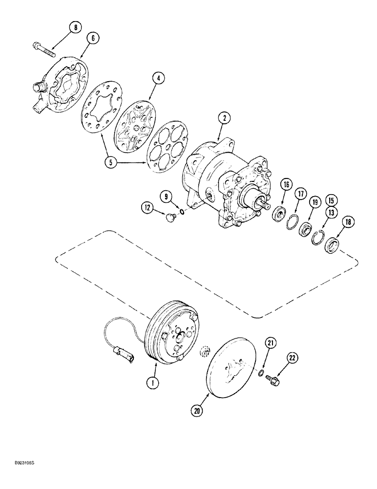 Схема запчастей Case 650G - (9-80) - AIR CONDITIONING SYSTEM - COMPRESSOR ASSEMBLY - 1977959C1 (09) - CHASSIS/ATTACHMENTS