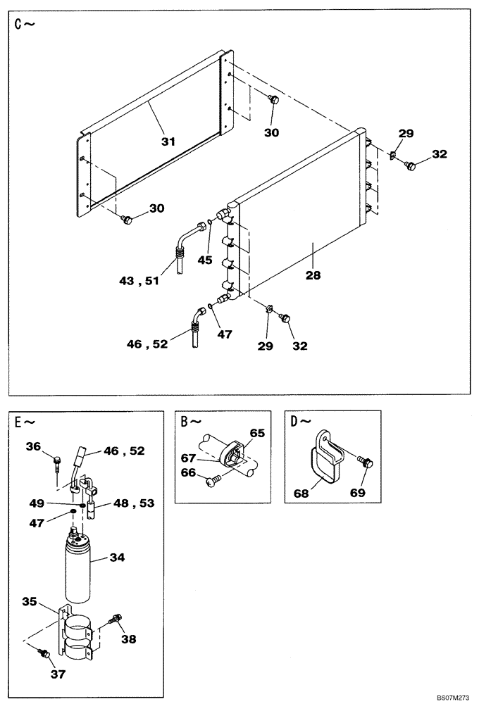 Схема запчастей Case CX135SR - (09-44) - AIR CONDITIONING SYSTEM - CONDENSER (09) - CHASSIS/ATTACHMENTS