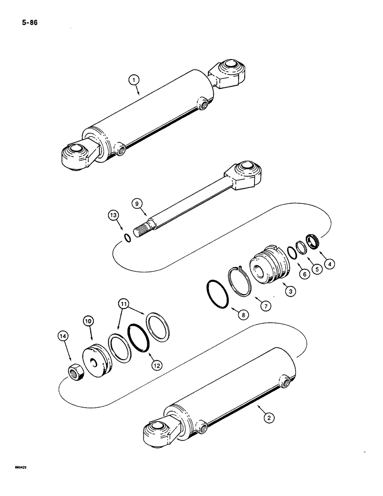 Схема запчастей Case CASE - (5-86) - STEERING CYLINDER (05) - STEERING