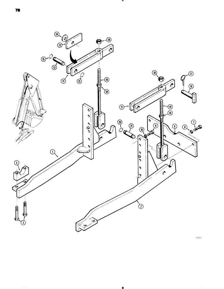 Схема запчастей Case 35 - (078) - BACKHOE MOUNTING PARTS, 850 ONLY 