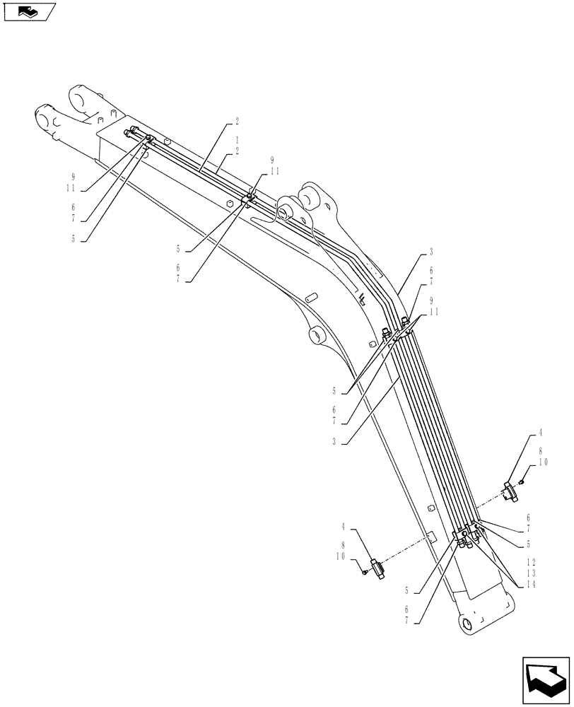 Схема запчастей Case CX55BMSR - (03-006[01]) - HYD LINES, BOOM (ROTARY) (35) - HYDRAULIC SYSTEMS