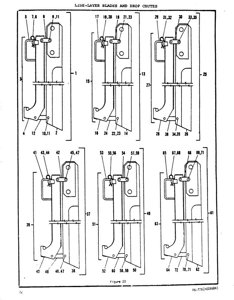 Схема запчастей Case P63 - (42) - LINE-LAYER BLADES AND DROP CHUTES 