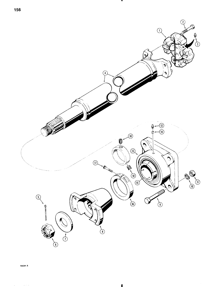 Схема запчастей Case W11 - (156) - FRONT DRIVE SHAFT AND BEARING (06) - POWER TRAIN