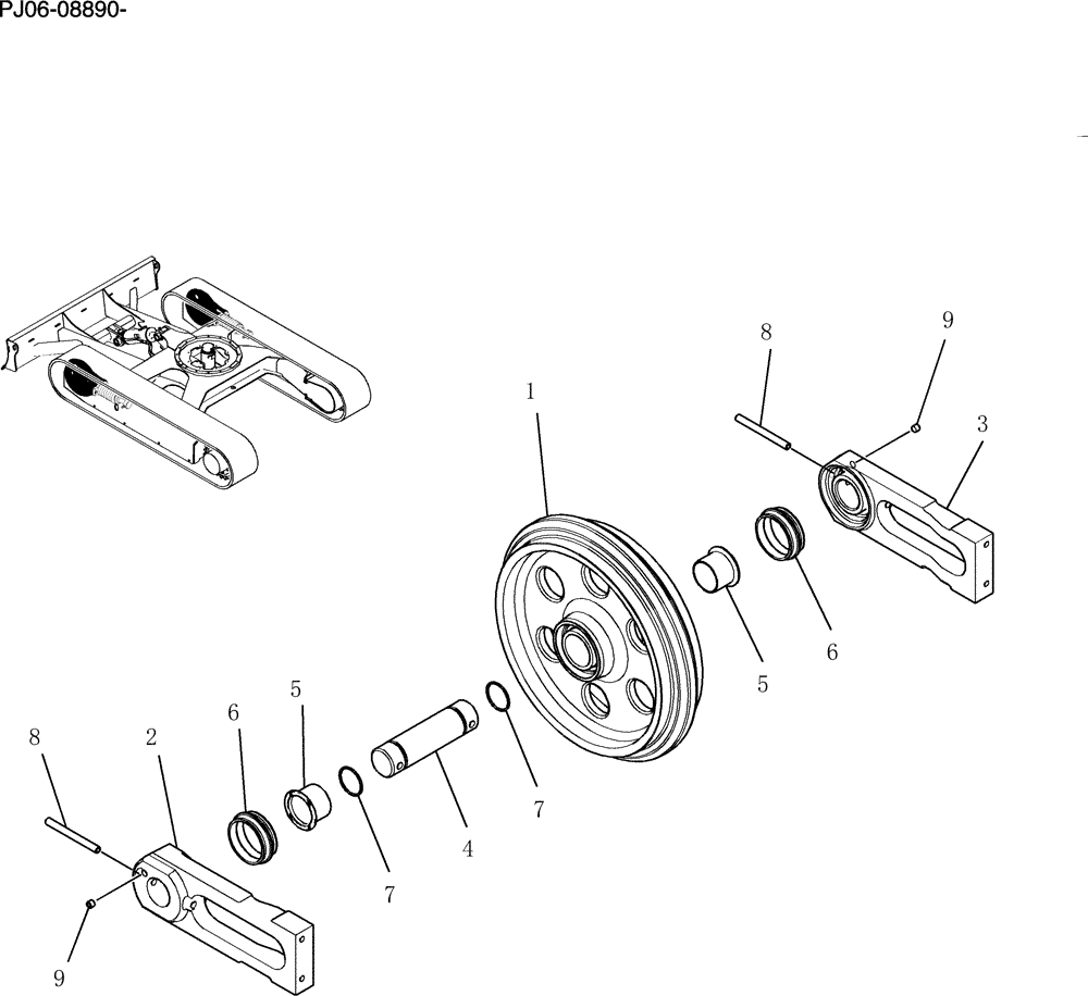 Схема запчастей Case CX50B - (356-01[1]) - IDLER ASSEMBLY (48) - TRACKS & TRACK SUSPENSION