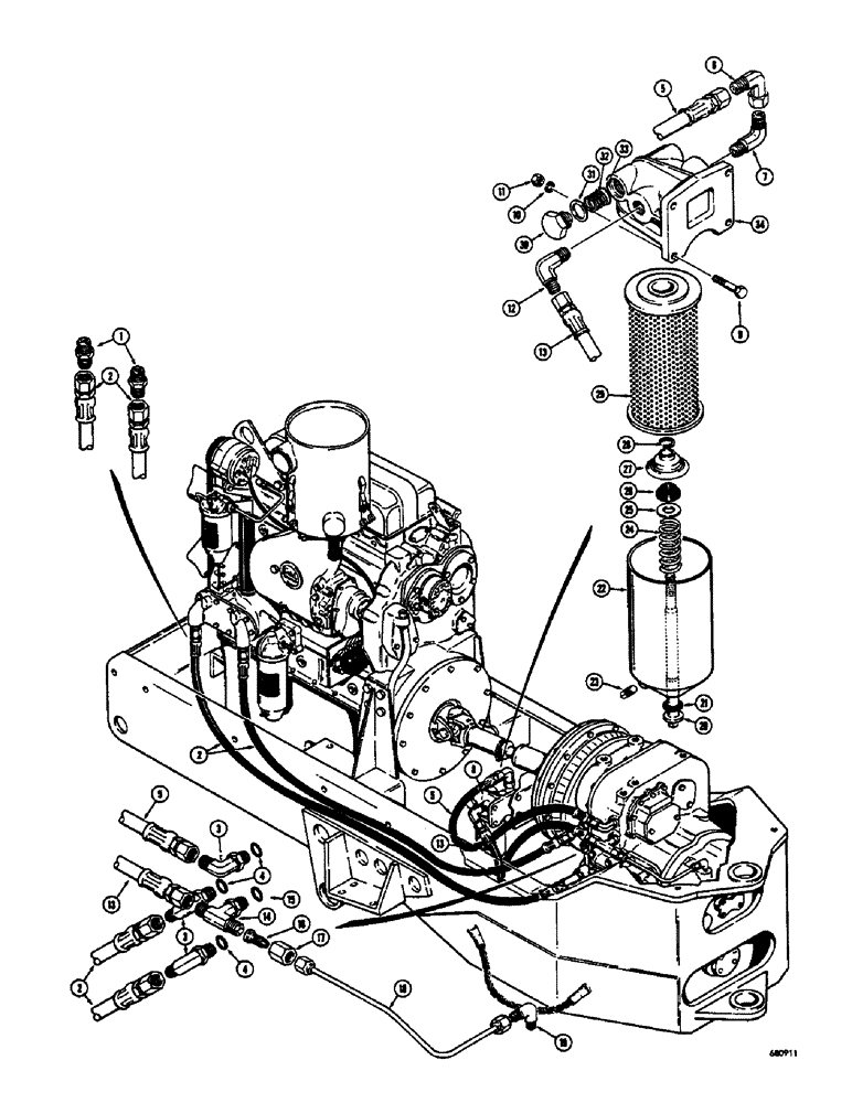 Схема запчастей Case 400 - (036) - TRANSMISSION HYDRAULIC SYSTEM (03) - TRANSMISSION