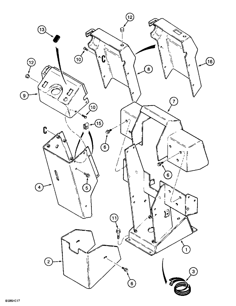 Схема запчастей Case 621B - (9-062) - PEDESTAL AND COVERS, PEDESTAL WITH TAN COVERS (09) - CHASSIS/ATTACHMENTS