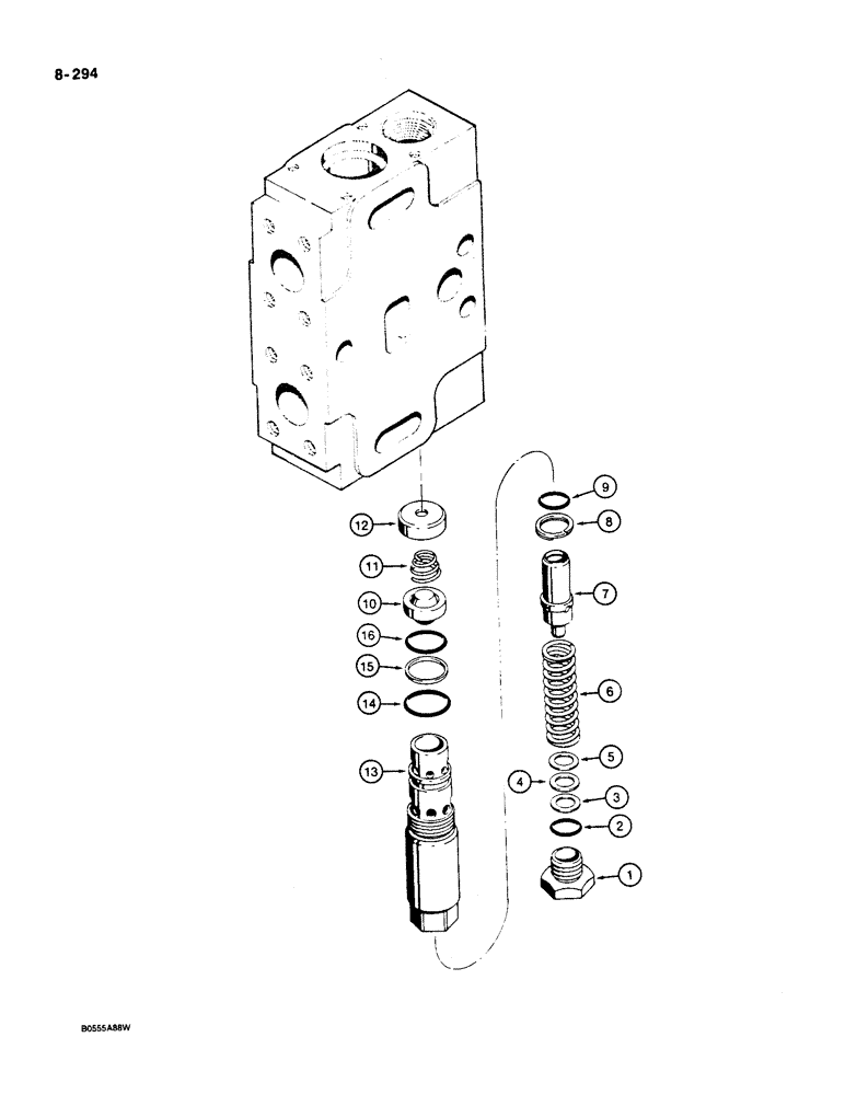 Схема запчастей Case W36 - (8-294) - RELIEF VALVES (08) - HYDRAULICS