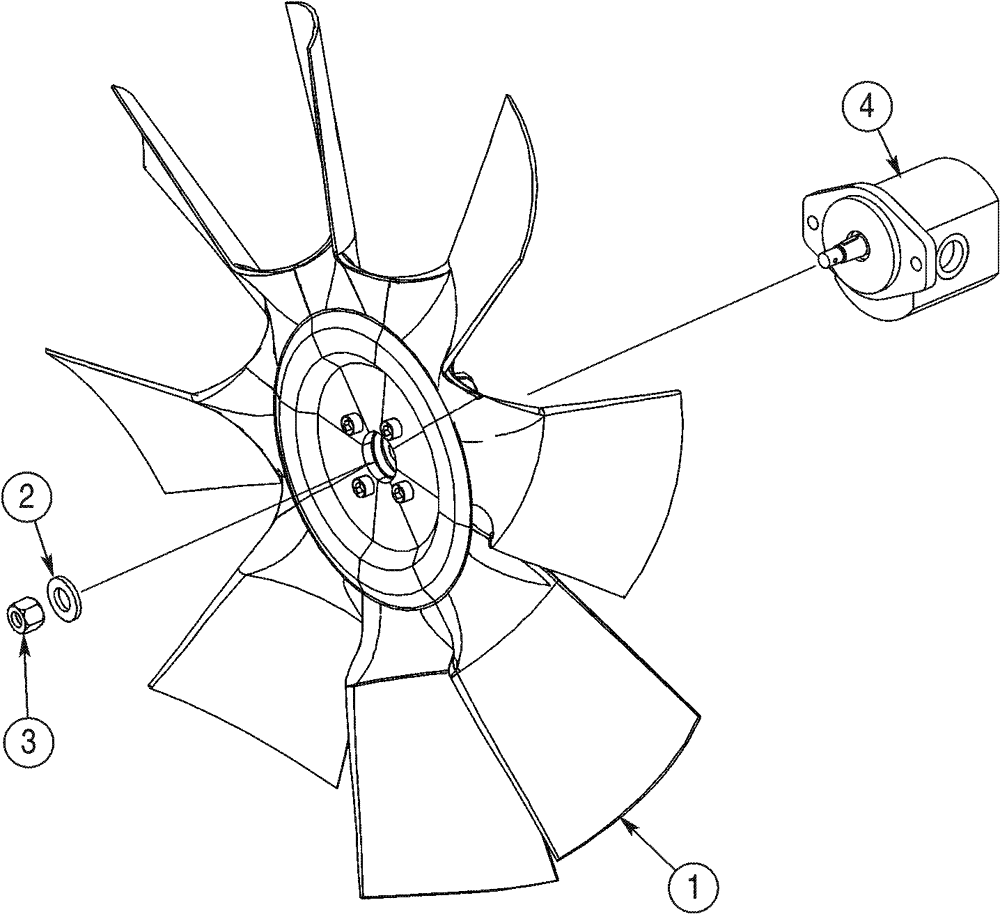 Схема запчастей Case 821C - (02-08) - FAN MOUNTING (02) - ENGINE