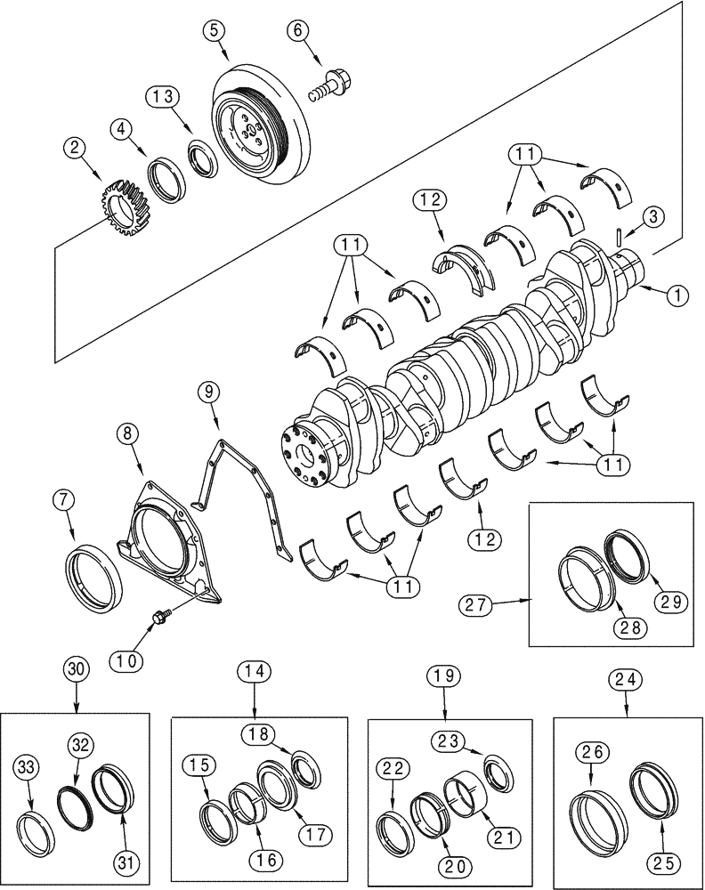 Схема запчастей Case 821C - (02-44) - CRANKSHAFT (02) - ENGINE