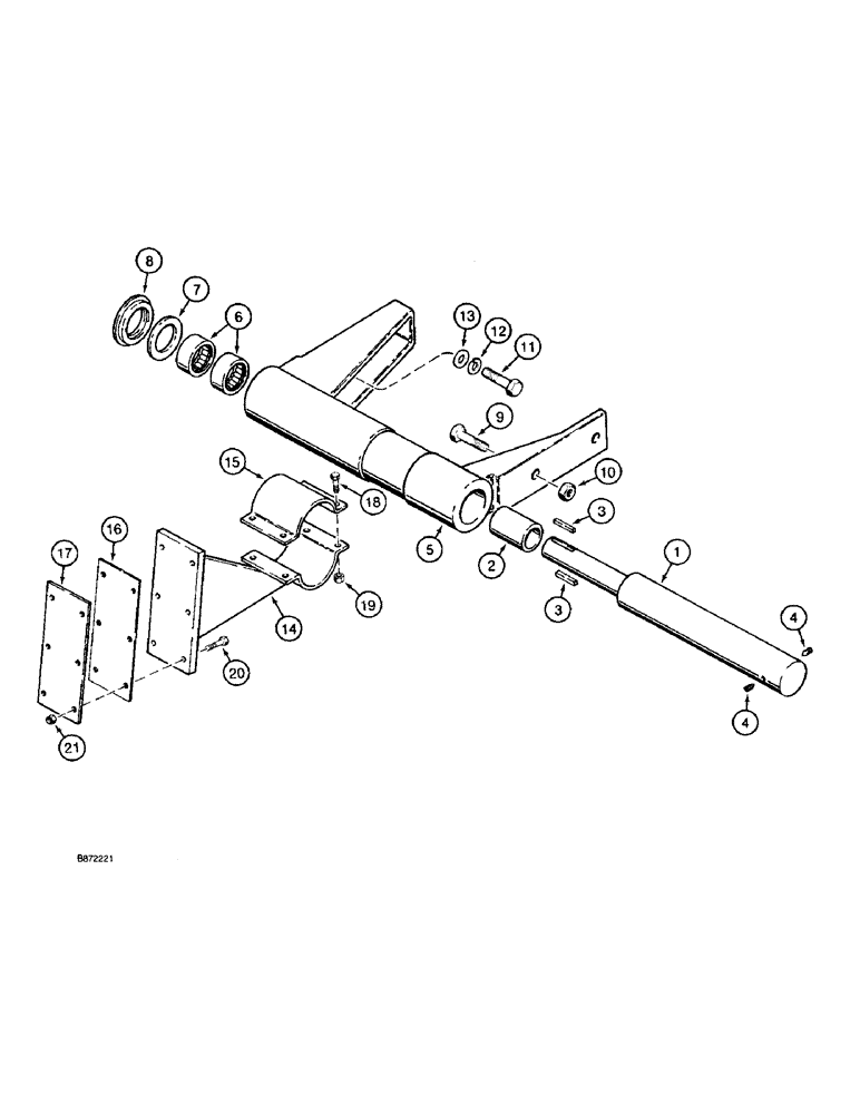 Схема запчастей Case TF300 - (9-20) - FLUSH DIGGER BOOM MOUNTING AND SHAFT, USED WITH TWO PIECE (09) - CHASSIS/ATTACHMENTS