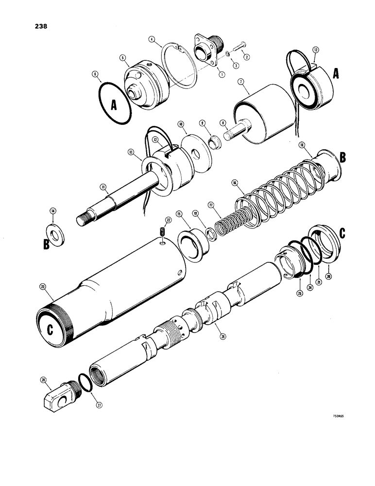 Схема запчастей Case W24B - (238) - D63370 AND D71227 LIFT SPOOL (08) - HYDRAULICS