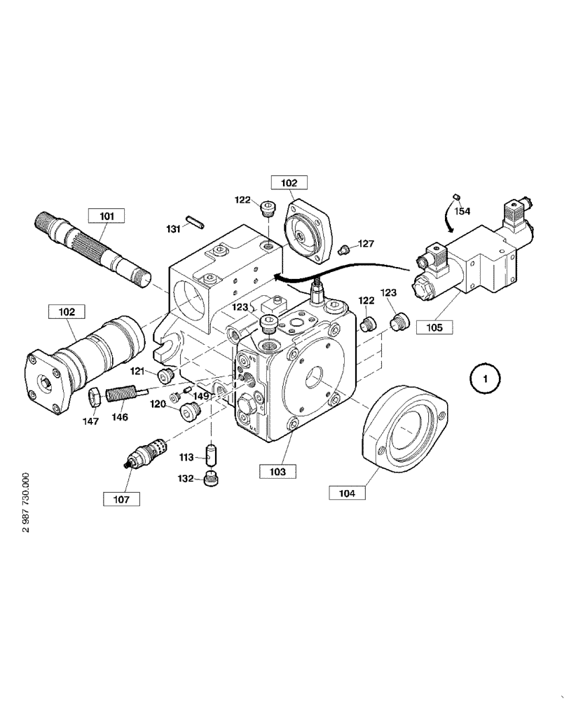 Схема запчастей Case 121E - (22.062[2987731000]) - AXIAL PISTON PUMP (35) - HYDRAULIC SYSTEMS