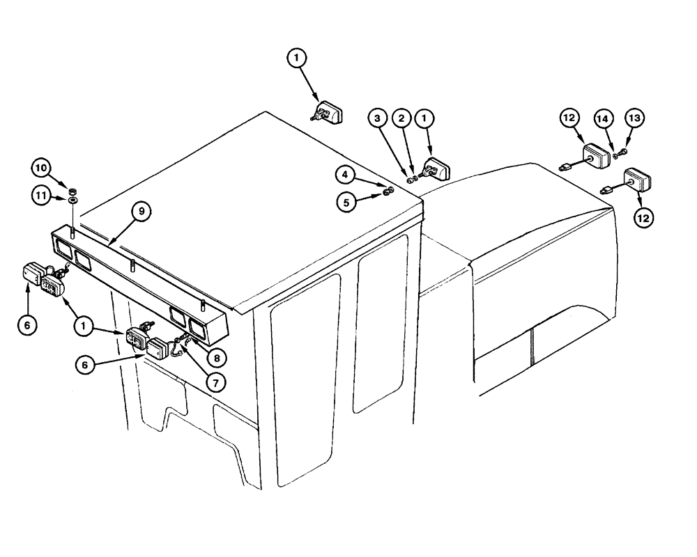 Схема запчастей Case 885 - (04.21[00]) - HEADLIGHT AND LANTERN - CAB (04) - ELECTRICAL SYSTEMS