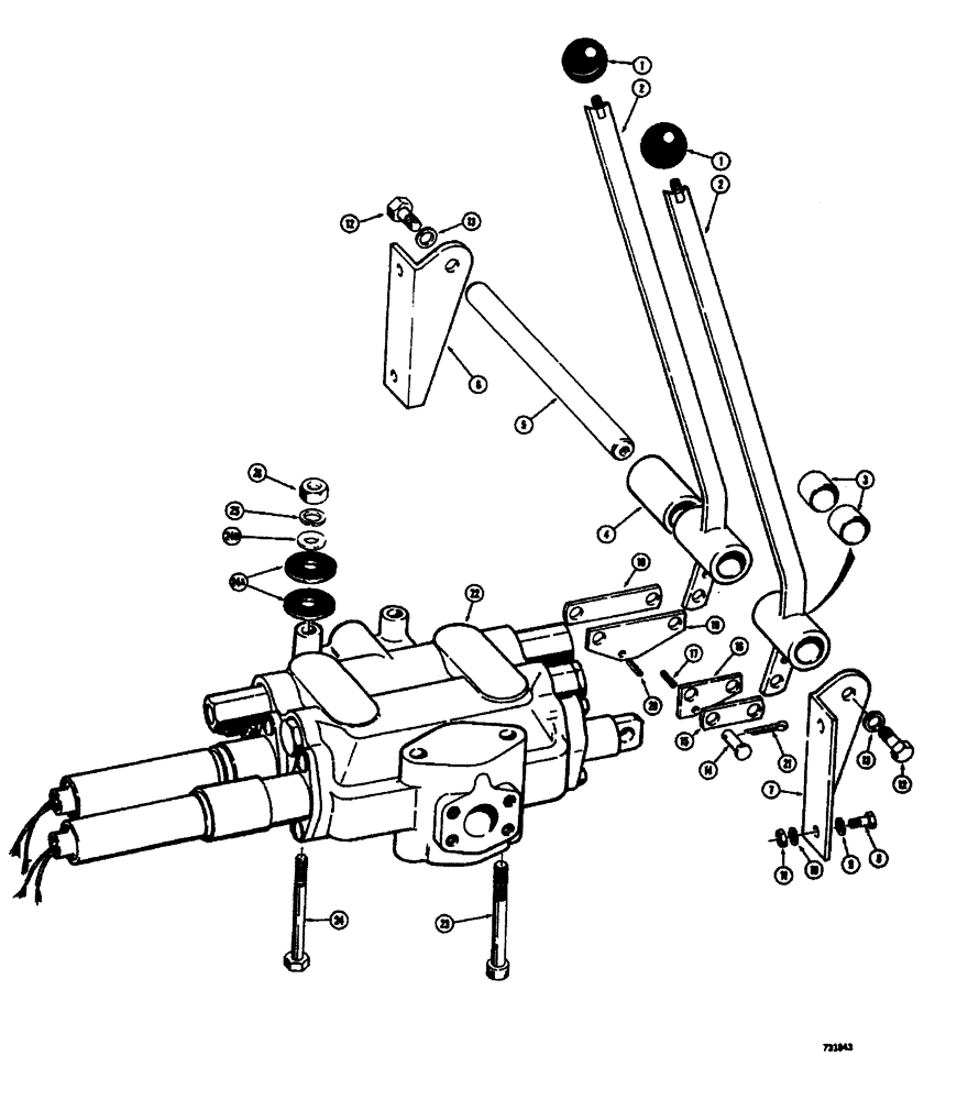 Схема запчастей Case W26B - (426) - LOADER CONTROL VALVE AND LEVERS (2 SPOOL) (08) - HYDRAULICS