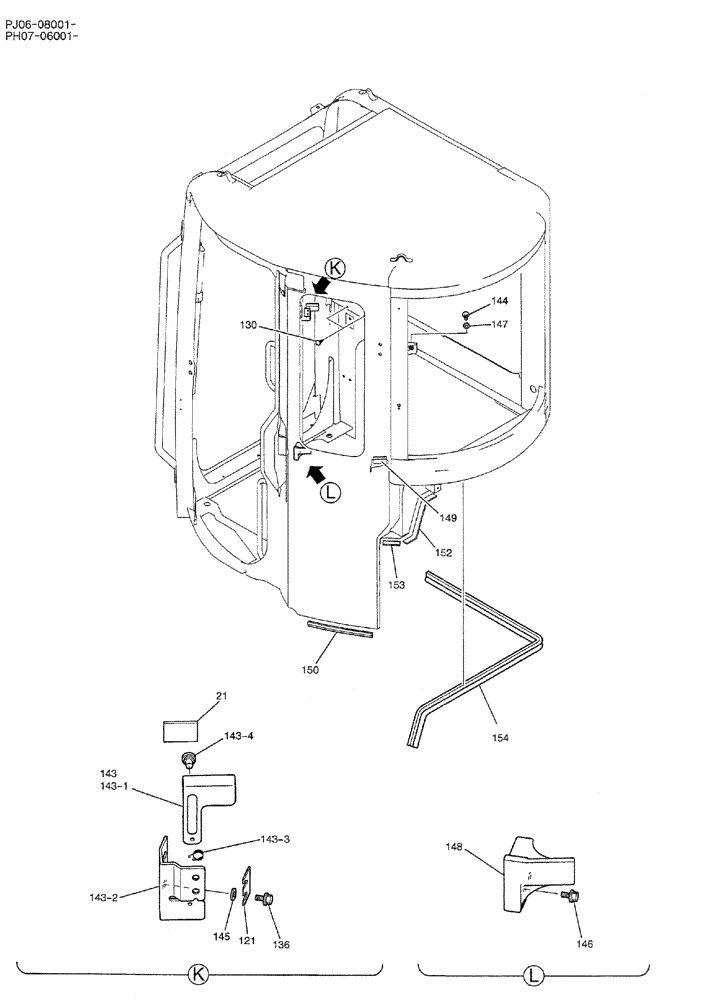 Схема запчастей Case CX50B - (05-012) - CAB ASSY (COOLER) (PW02C00069F1) 5 OF 5 OPTIONAL PARTS