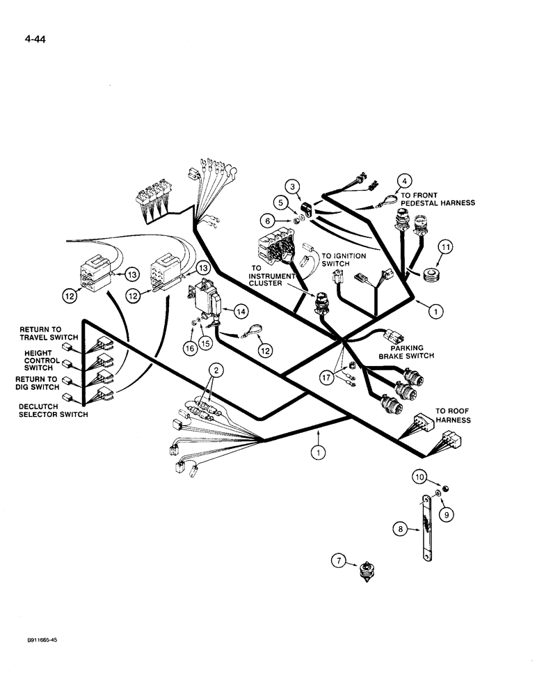 Схема запчастей Case 721 - (4-44) - *MAIN CANOPY HARNESS, TRANSMISSION CONTROL, P.I.N. JAK0022758 & AFTER (04) - ELECTRICAL SYSTEMS