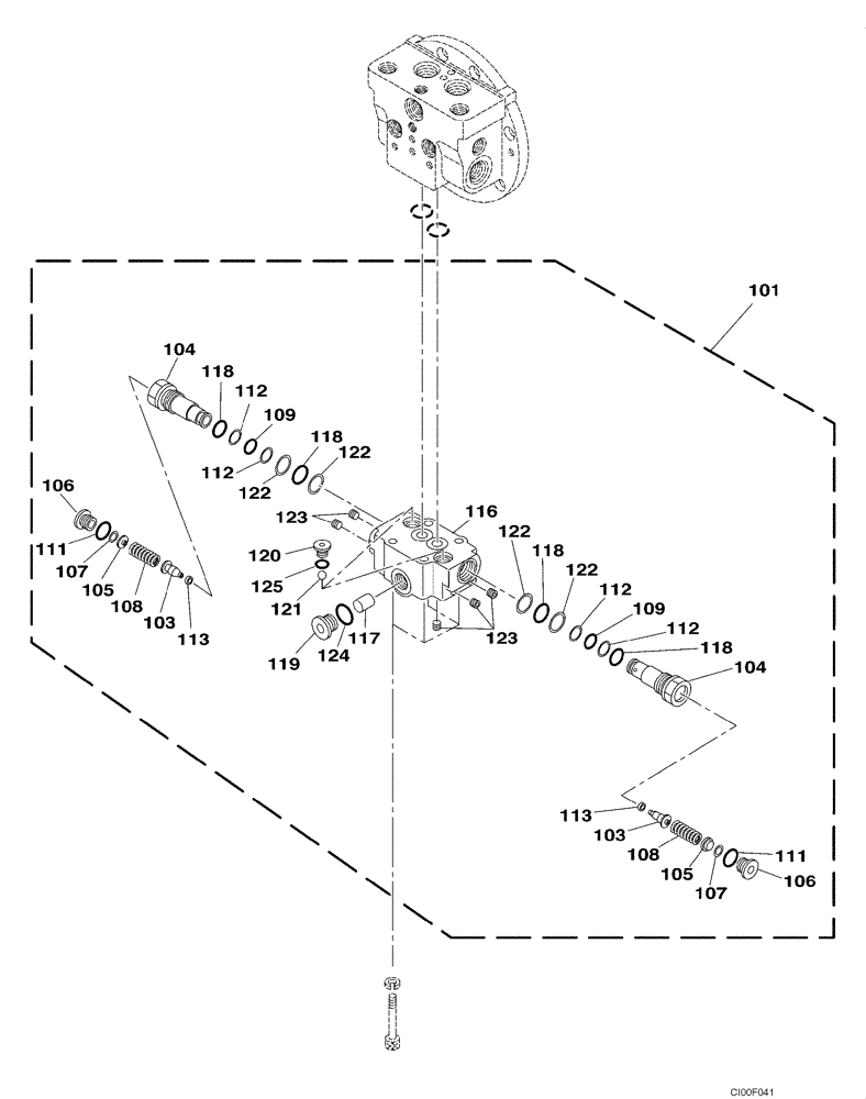 Схема запчастей Case CX130 - (06-04) - VALVE ASSY, RELIEF - TRACK DRIVE (06) - POWER TRAIN