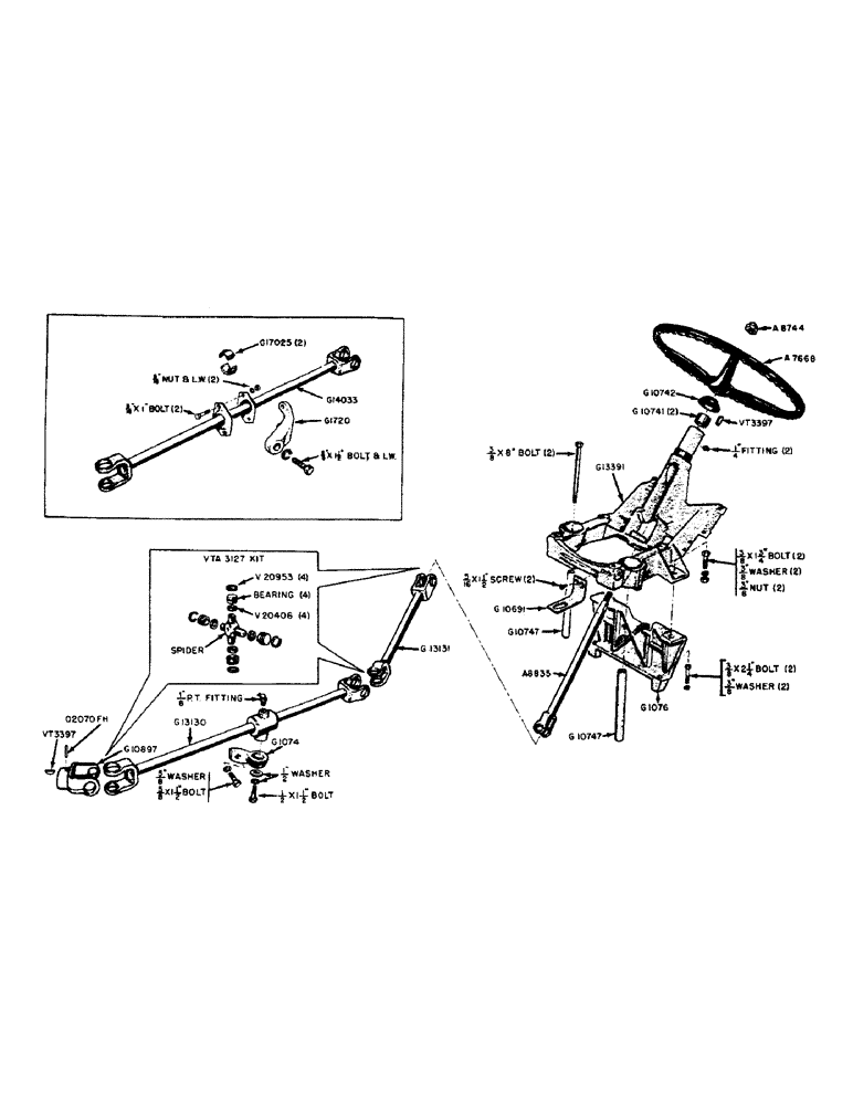 Схема запчастей Case 320 - (076) - STEERING WHEEL SHAFTS AND UNIVERSALS (05) - STEERING