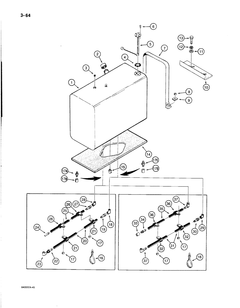 Схема запчастей Case 1080B - (3-64) - FUEL TANK AND LINES (03) - FUEL SYSTEM