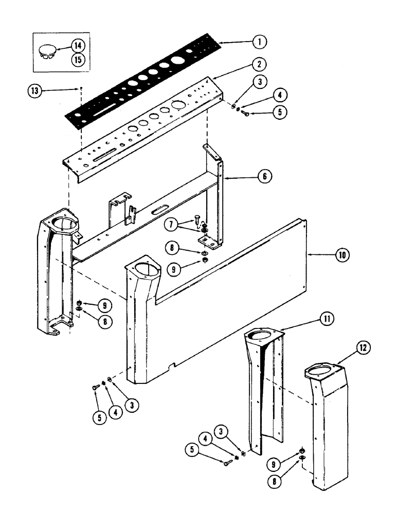 Схема запчастей Case 50 - (076) - LEFT& RIGHT SUPPORTS FOR HAND CONTROL, VALVES & INSTRUMENT FRAME, (USED ON UNITS W/ SN. 6279926 - (39) - FRAMES AND BALLASTING